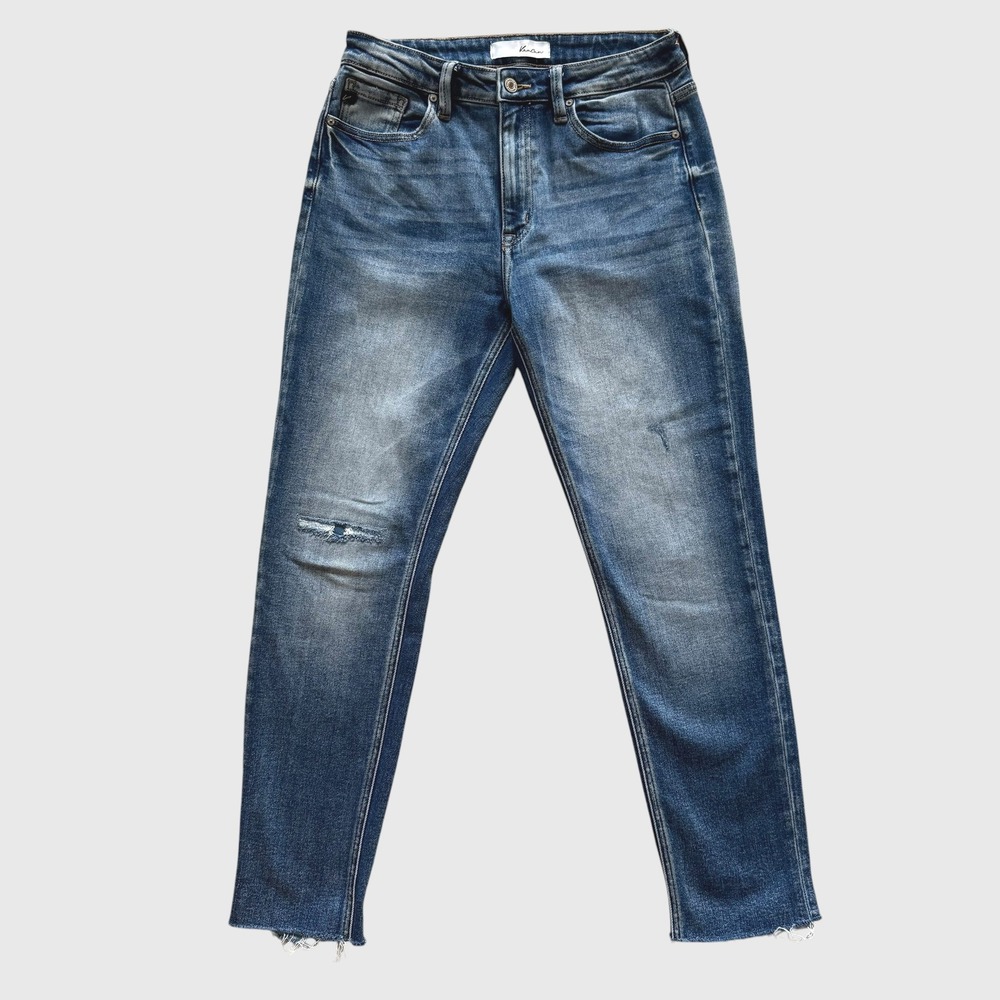 KanCan High Rise Distressed Skinny Jeans Medium Wash Raw Hem Sz 9/28 Grunge